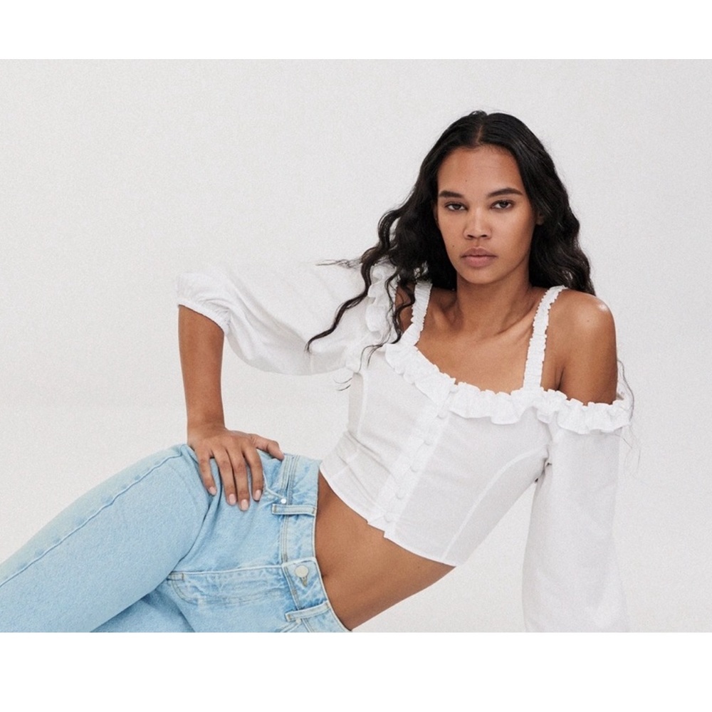Zara RUFFLED POPLIN BLOUSE